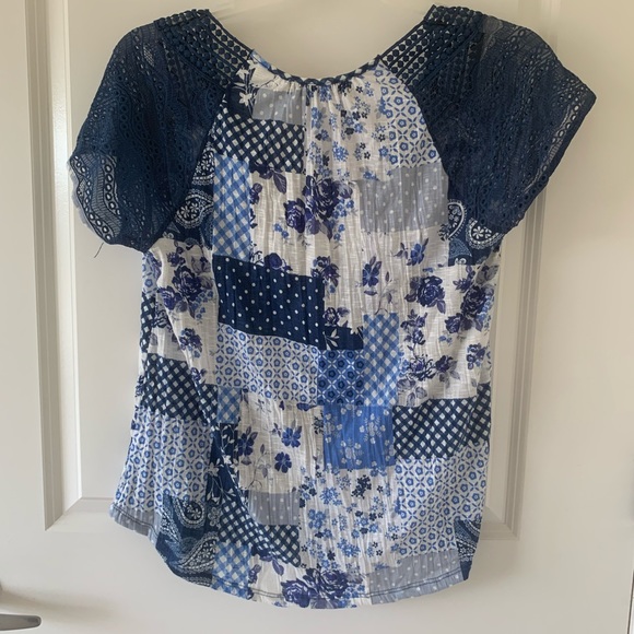 Absolute famous blue half sleeve blouse floral - Picture 2 of 3